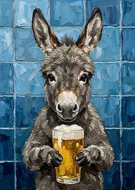 Donkey with Beer Painting
