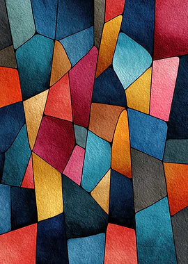 Abstract Geometric Colorful Mosaic Pattern