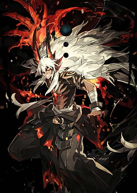 Anime Character with Fiery Aura