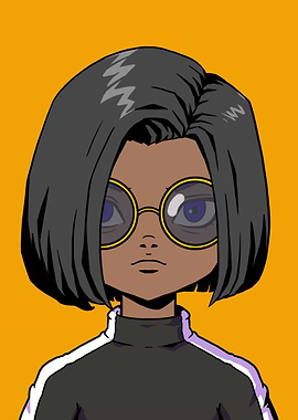 Cartoon Portrait with Glasses on Orange