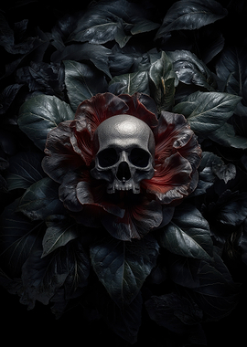 Skull in Bloom: Dark Floral Art