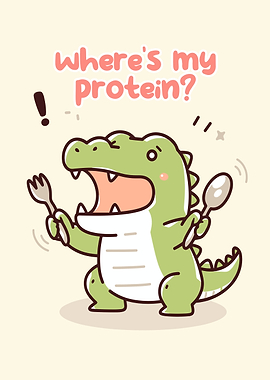 Cartoon Crocodile Searching for Protein