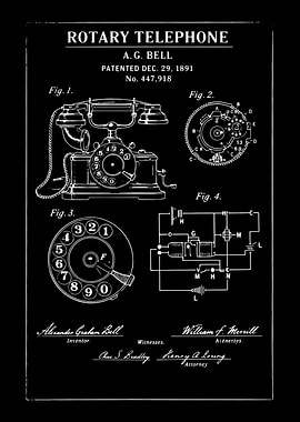 Rotary Telephone Patent Blueprint