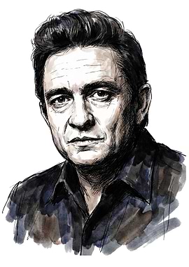 Johnny Cash Portrait Watercolor Illustration