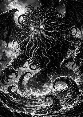 Cthulhu Rising from the Sea Thunder