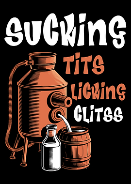 Sucking Tits Licking Clits Poster, Vintage Style Illustration Print, Bold Adult Wall Art
