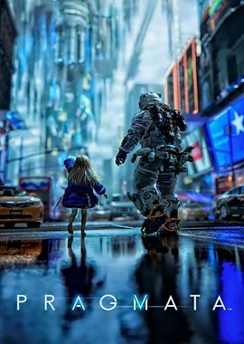 Pragmata: Girl and Astronaut in City