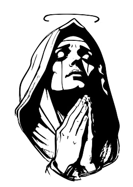 Praying Nun Black and White Art