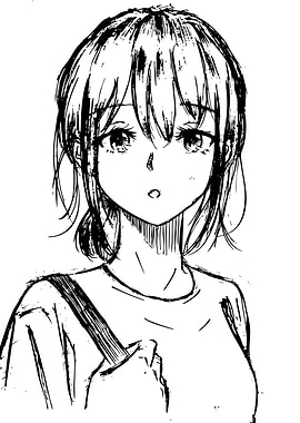 Anime Girl Sketch with Surprised Expression