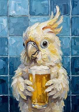 Cockatoo with Beer Painting