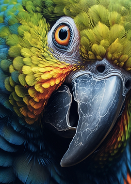 Close-up of a Colorful Parrot Face