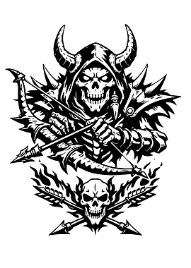 Grim Reaper Archer Black and White