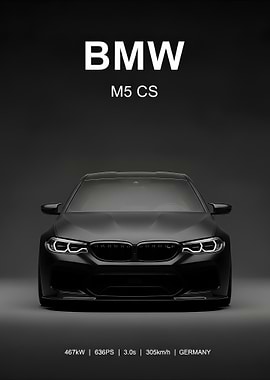 black BMW M5 CS Car Portrait