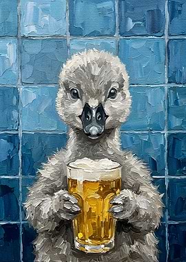 Duckling with Beer Painting