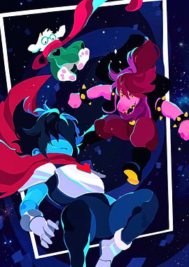 Deltarune characters in action pose