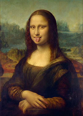 Mona Lisa with tongue out
