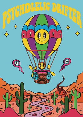 Psychedelic Drifter Hot Air Balloon Desert