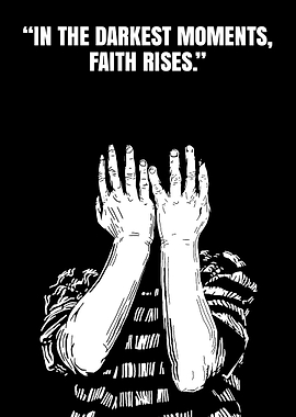 Faith Rises: Black and White Illustration