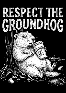 Respect the Groundhog Poster, Vintage Groundhog Wall Art, Funny Nature Animal Print