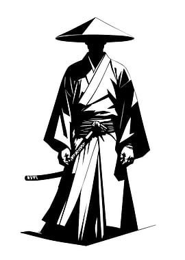 Samurai Warrior in Black and White