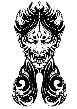 Black and White Oni Illustration