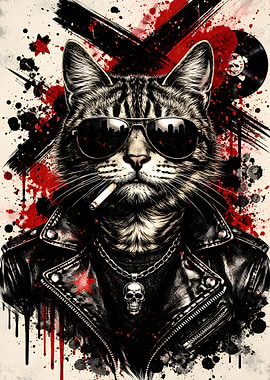 Cool Cat Biker with Attitude