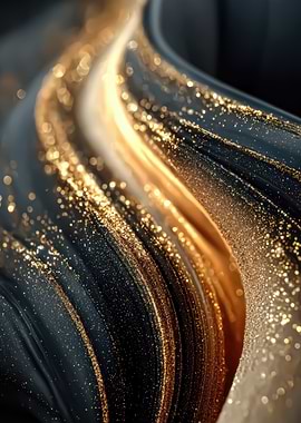 Abstract Gold and Black Flowing Design