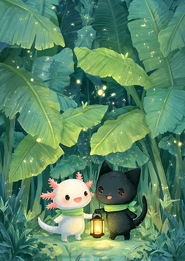 Axolotl and Cat Forest Adventure
