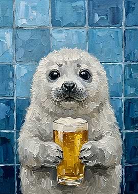 Seal with Beer Painting