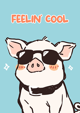 Cool Pig with Sunglasses Cartoon