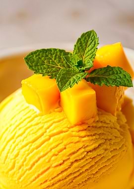 Mango Ice Cream with Mint