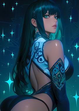 Sexy Anime Girl in Green Outfit