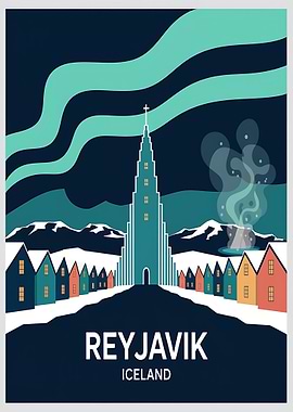 Reykjavik Iceland Travel Poster