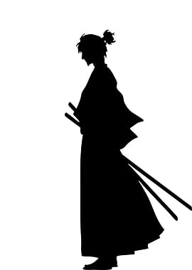 Samurai Silhouette with Two Swords