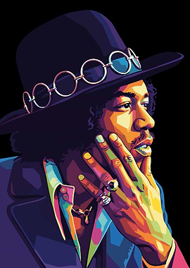 Jimi Hendrix Colorful Portrait