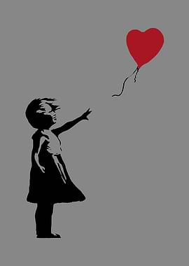 Girl with Heart Balloon Banksy Style
