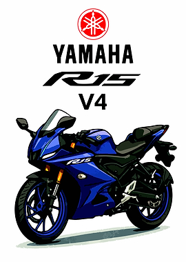 Yamaha R15 V4 Motorcycle Illustration