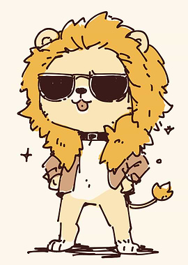 Cool Lion Cartoon Character with Sunglasses