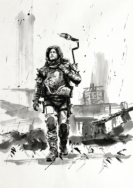 Death Stranding Ink Wash Illustration