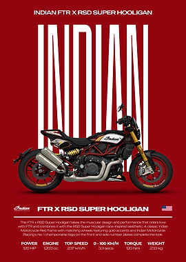 Indian FTR x RSD Super Hooligan Motorcycle Poster