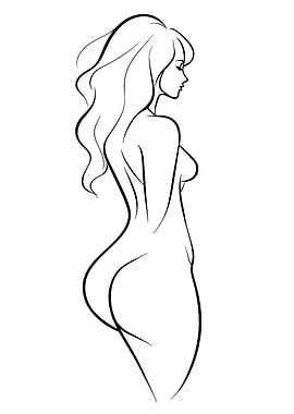 Sensual Woman Profile Line Art