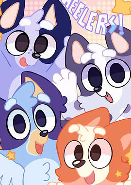 Bluey and Friends Cartoon Illustration