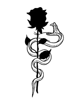 Rose and Snake Black and White