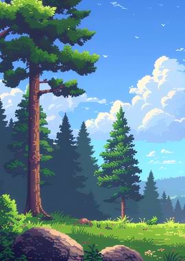 Pixel Art Forest Landscape