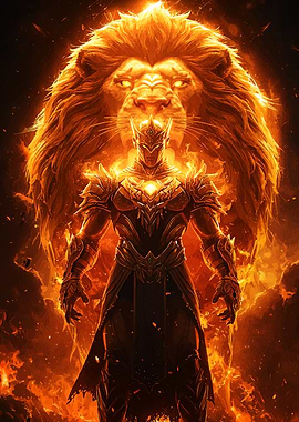 Fiery Warrior with Lion Spirit
