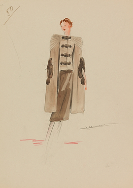 Vintage Fashion Illustration of Woman in Cape
