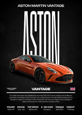 Aston Martin Vantage Car Poster