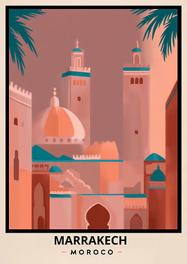 Marrakech, Morocco Travel Poster
