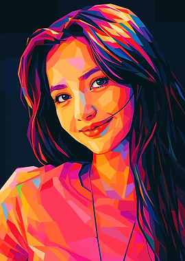Colorful Portrait of a Smiling Woman