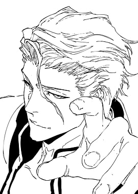 Anime Character Portrait - Black and White